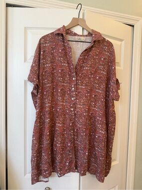Natural Life floral print button-down tunic dress